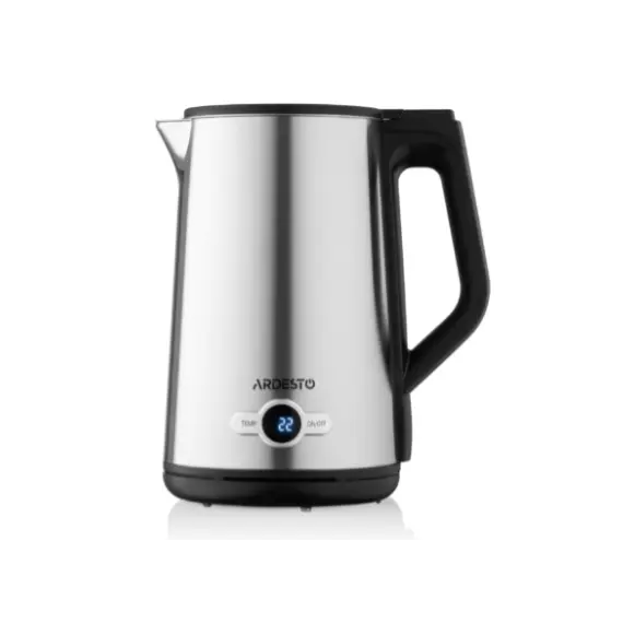 ელექტრო ჩაიდანი Ardesto Electric kettle  Steel Collection EKL-X52E, 1.7L, LED display, double-walled, STRIX, silver