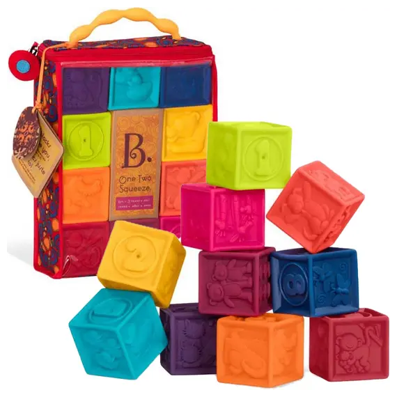 ასაწყობი კუბები Btoys ONE TWO SQUEEZE, SOFT BLOCKS