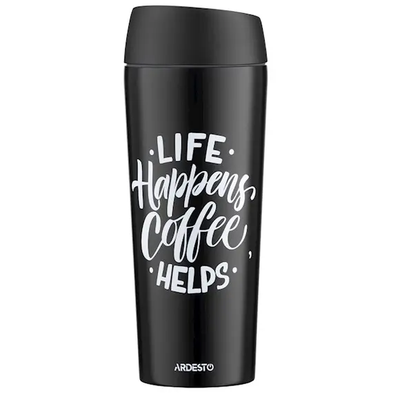 თერმოსი Ardesto Travel mug Coffee Time, 450ml, stainless steel, black