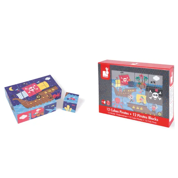 სათამაშო კუბები Janod Cubes made of pasteboard Pirates J02984