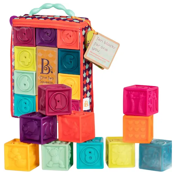 განსავითარებელი ასაწყობი კუბები Btoys ONE TWO SQUEEZE, SOFT BLOCKS
