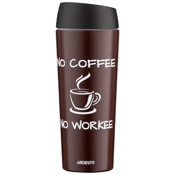 თერმოსი Ardesto Travel mug Coffee Time, 450ml, stainless steel, brown