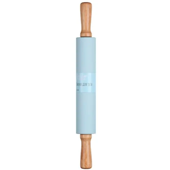 ცომის გასაბრტყელებელი Ardesto Rolling Pin Tasty baking , blue, 43,5 cm, silicone, wood.
