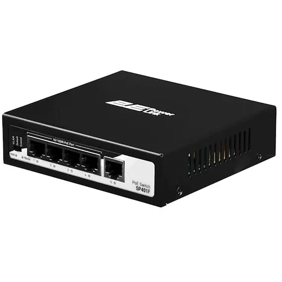 სვიჩი 2E 2E-SP401F-2 PowerLink, 5-Port, PoE+Switch, Black