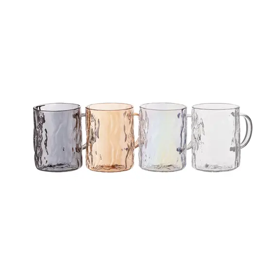 ჭიქების ნაკრები Ardesto Set of cups Shine mix, 260ml, 4pcs, borosilicate glass, transparent, golden, grey, pearlescent