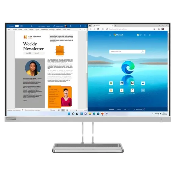 მონიტორი Lenovo 67ACKAC4EU L27e-40, 27", Monitor, FHD, VA, HDMI, VGA, Cloud Grey