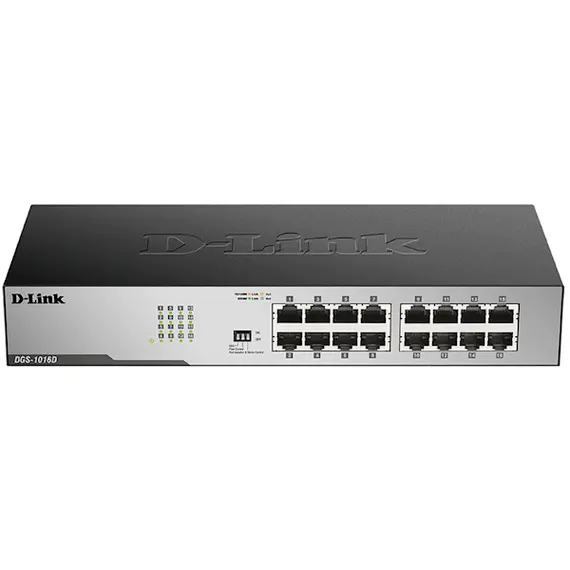 სვიჩი D-Link DGS-1016D Unmanaged Switch 16x1000Base-T, Surge 1KV, metal case