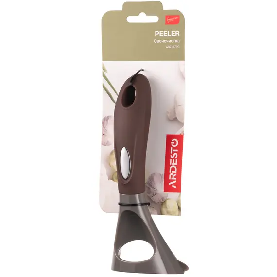 ბოსტნეულის სათლელი Ardesto Peeler Gemini, 19.5cm, stainless steel, nylon, gray-brown