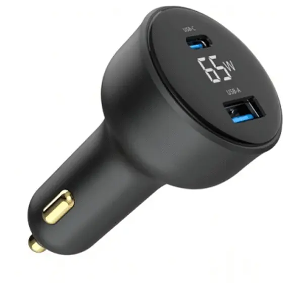 მანქანის დამტენი Gembird TA-UC-AC2PD65LCD-CAR-01 2-port USB Car Fast Charger USB-C PD LCD 65W Black
