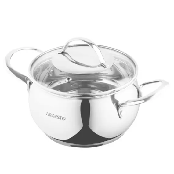 ქვაბი Ardesto Casserole with glass lid Gemini Liguria, 2.2l, stainless steel