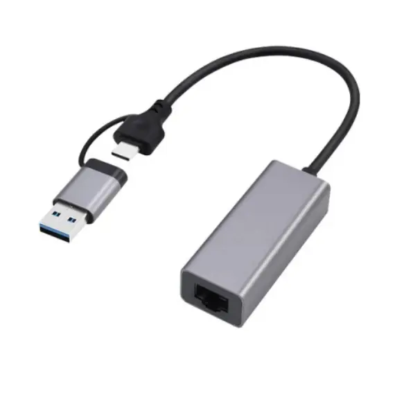 ადაპტერი Gembird A-USB3AC-LAN-01 USB 3.1 + type-C Gigabit network adapter space grey