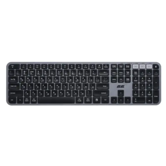 კლავიატურა 2E Keyboard membrane KS240 110key, WL/BT, EN/UK, grey-black