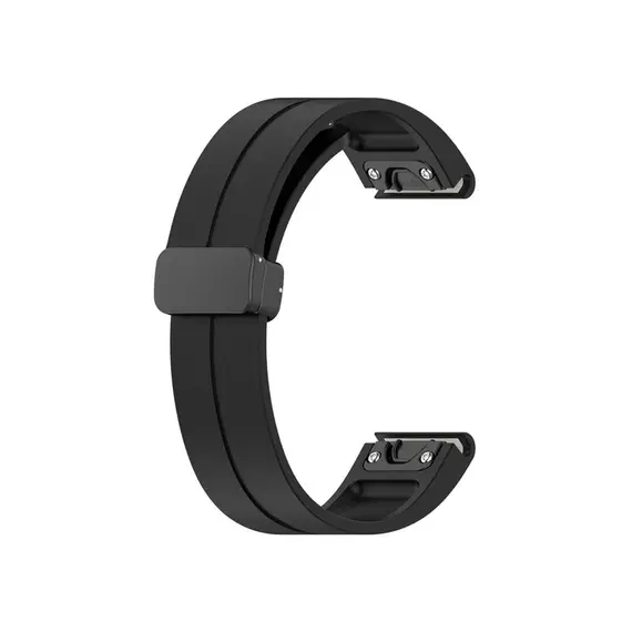 სმარტ საათის სამაჯური 42mm Watch Strap Black Buckle 20mm Magnetic Silicone Band - Black