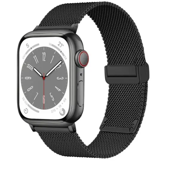 სმარტ საათის სამაჯური TVC KALEBOL Magnetic Buckle Watch Band for Apple Watch Series 10 9 8 7 SE 6 5 4 3 2 1 42mm 41mm 40mm 38mm Stainless Steel Strap - Black