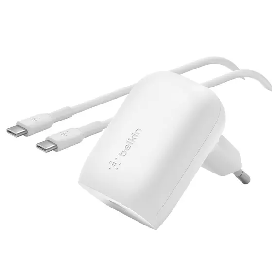 კაბელი და ადაპტერი Belkin Wall Charger 30W USB-C PD PPS, 1M PVC C-С, white