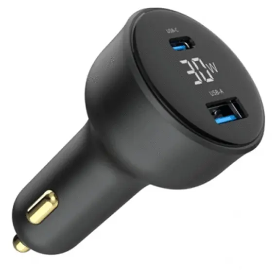 მანქანის დამტენი Gembird TA-UC-AC2PD30LCD-CAR-01 2-port USB CarFast Charger USB-C PD LCD 30W Black