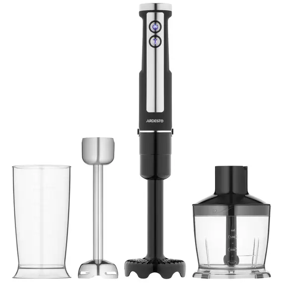 ხელის ბლენდერი Ardesto submersible blender 1000W, 3in1, bowl-600ml, chopper-500ml, black-silver