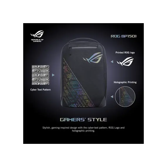 ნოუთბუქის ჩანთა Asus ROG Backpack BP1501G Holographic Edition