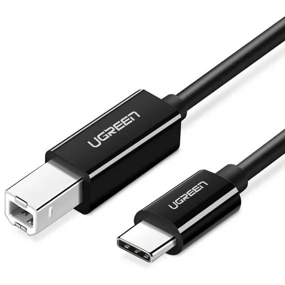 პრინტერის კაბელი UGREEN US241 (50446), USB-C Male To USB-B 2.0 Male, Printer Cable, 2M, Black