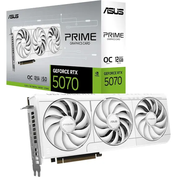 ვიდეო დაფა ASUS Graphic Card GeForce RTX 5070 12GB GDDR7 OC PRIME-RTX5070-O12G-WHITE