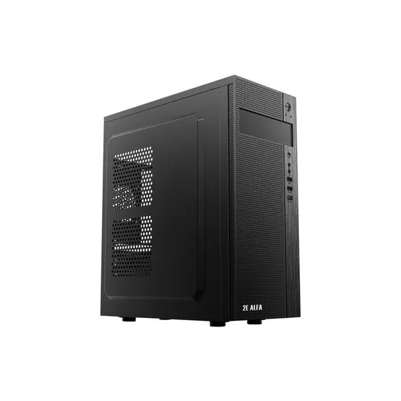 ქეისი 2E E185 Computer Case ALFA MidT, 2x USB2.0, 1x USB3.0, Steel (Side Panel), Without PSU, Black