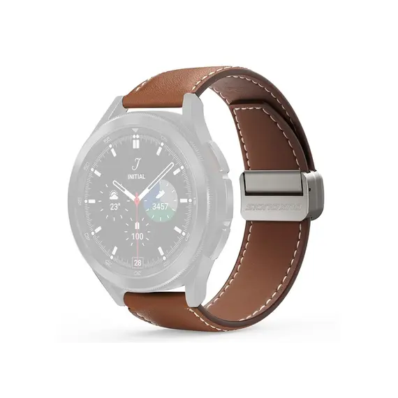 სმარტ საათის სამაჯური DUX DUCIS YA Series 43mm Genuine Cow Leather Strap 20mm Watch Band - Brown