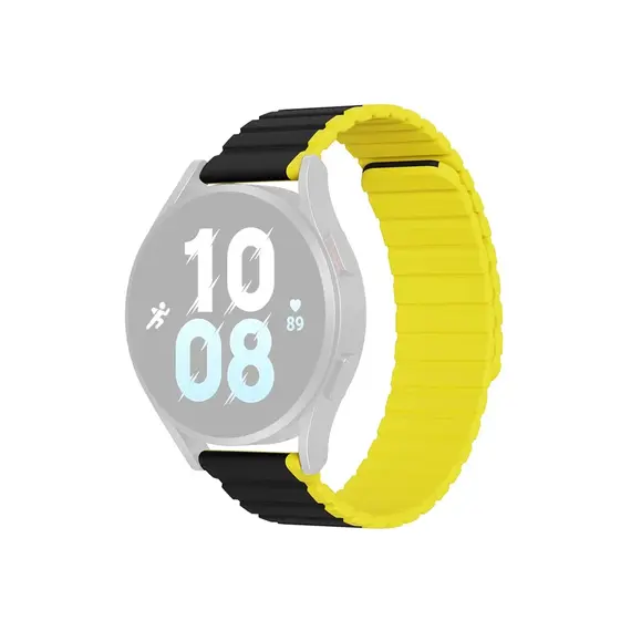 სმარტ საათის სამაჯური DUX DUCIS YA Series 43mm Genuine Cow Leather Strap 20mm Watch Band - Black+Yellow