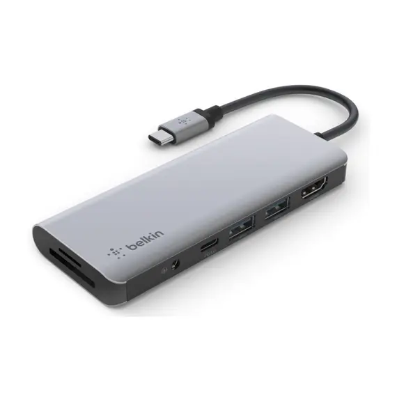 USB-C ჰაბი Belkin AVC009BTSGY, USB-C, HDMI, MicroSD, USB-A, 3.5mm, Hub, Silver