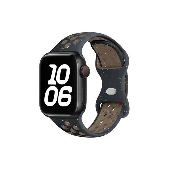 სმარტ საათის სამაჯური TVC KALEBOL Color Dots Silicone Strap for Apple Watch Series 10 9 8 7 SE 6 5 4 3 2 1 42mm 41mm 40mm 38mm Butterfly Buckle Band - Black