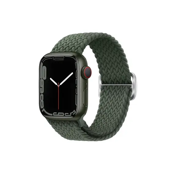 სმარტ საათის სამაჯური TVC Apple Watch Series 10 42mm / 9 8 7 41mm / SE (2023) SE (2022) SE 6 5 4 40mm / 3 2 1 38mm Watch Band Braided Nylon Strap - Dark Olive Green