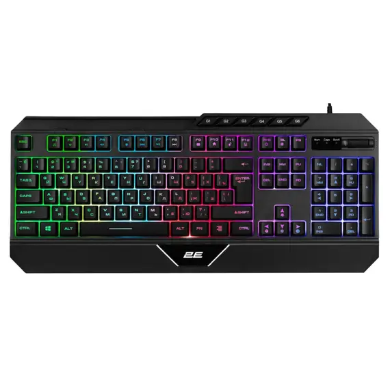 კლავიატურა 2E GAMING Membrane keyboard KG315 110key, USB-A, EN/RU, RGB, black