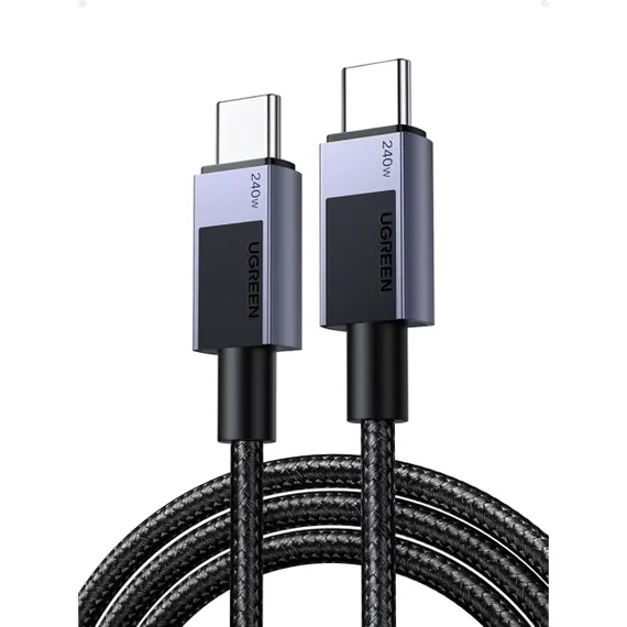 USB კაბელი UGREEN L513 (45067), 240W, Type-C to Type-C PD Fast Charging Cable, 1m, Space Gray