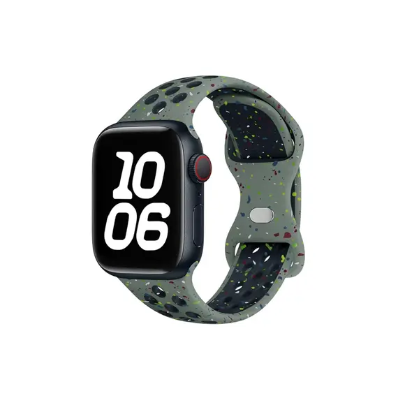 სმარტ საათის სამაჯური TVC KALEBOL Color Dots Silicone Strap for Apple Watch Series 10 9 8 7 SE 6 5 4 3 2 1 42mm 41mm 40mm 38mm Butterfly Buckle Band - Army Green