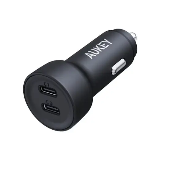 ავტომობილის უსადენო დამტენი Aukey 65W CC-Y23 Enduro Type-C Dual 2-Port Car Charger - Gray