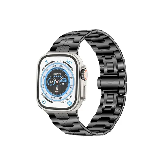 სმარტ საათის სამაჯური TVC Watch Strap for Apple Watch 10 46mm / Ultra 2 / Ultra 49mm / 9 8 7 45mm / SE (2023) SE (2022) SE 6 5 4 44mm / 3 2 1 42mm Stainless Steel Band - Black