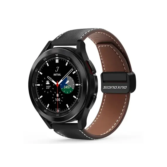 სმარტ საათის სამაჯური DUX DUCIS YA Series 43mm Genuine Cow Leather Strap 20mm Watch Band - Black