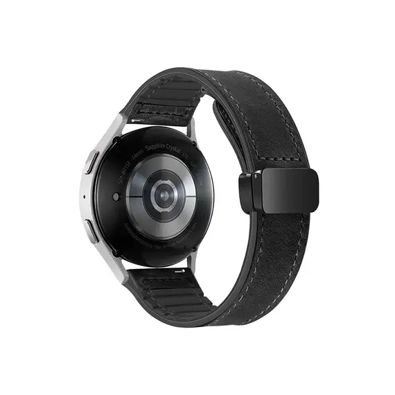 სმარტ საათის სამაჯური For Samsung Gear Sport / Huawei Watch GT 3 42mm Magnetic Genuine Cow Leather Watch Band, 20mm - Black