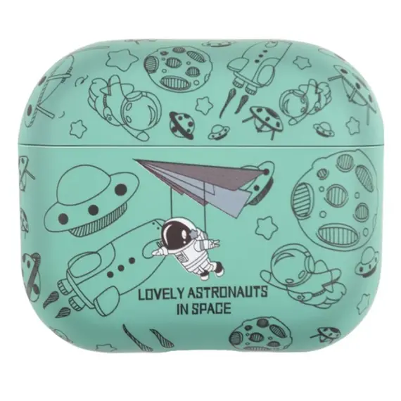 ყურსასმენის ქეისი TVC AirPods 4 TPU Case Earphone Charging Box Water Transfer Printing Protective Cover - Green Astronaut