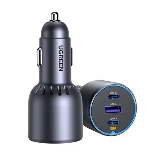 მანქანის დამტენი UGREEN EC703 (35024), 75W, Type-C, USB-A, 3 Port Fast Car Charger, Grey