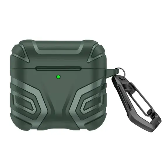 ყურსასმენის ქეისი TVC AirPods 4 Case Split Design Soft TPU Shockproof Earphone Cover with Carabiner - Blackish Green