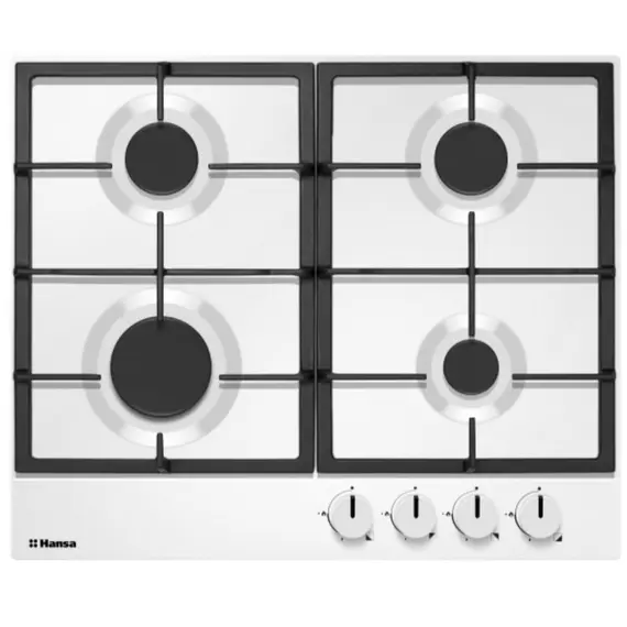 ქურის ზედაპირი Hansa Hob gas on steel, 59cm, cast-iron, white