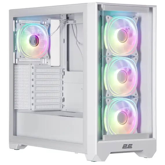 ქეისი 2E 2E-G2302W Dominator Pro, Computer Case, MidT, ATX, Mini-ITX, Micro-ATX, 2xUSB3.0, USBType-C, White