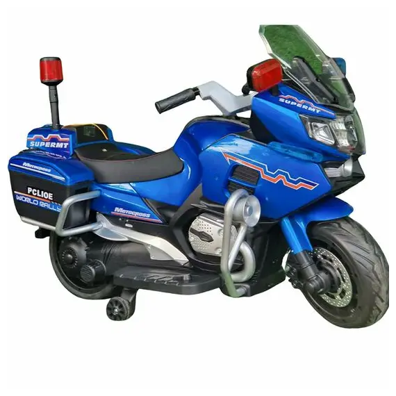 ბავშვის ელექტრო მოტოციკლი 011-BLU, კაუჩუკის საბურავებით/ტყავის სავარძლით