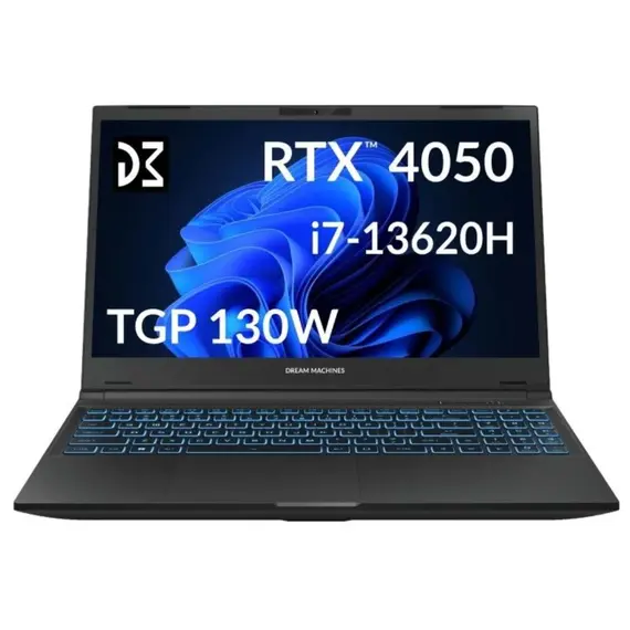 ნოუთბუქი Dream Machines Notebook RG4050-15 15.6FHD IPS, Intel i7-13620H, 16GB, F1TB, NVD4050-6, DOS, black