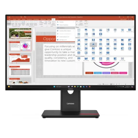 მონიტორი Lenovo ThinkVision T27-40  Black 27"  (1920x1080), 16:9, 120Hz, 4ms, 178 / 178. HDMI, DP, VGA