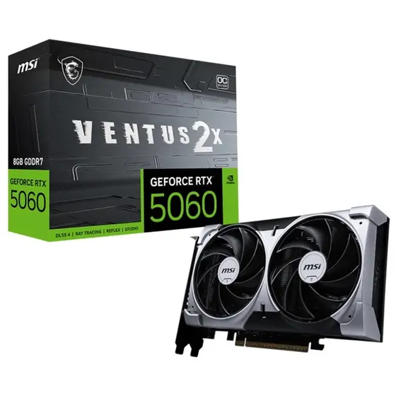 ვიდეო დაფა MSI 912-V537-002 VENTUS 2X OC, GeForce RTX5060, 8GB, 128bit, HDMI, DP, Silver