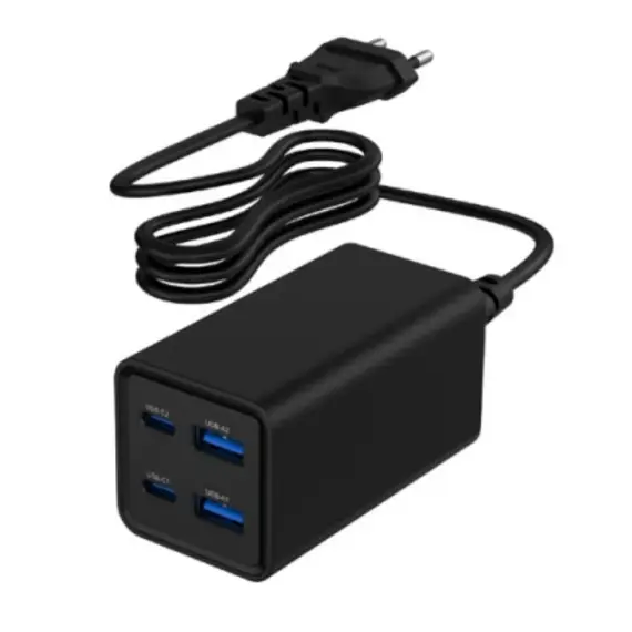 დამტენი Gembird TA-UC-2A2C-PD65-01-BK 4-port 65W GaN USB PowerDelivery fast charger Black