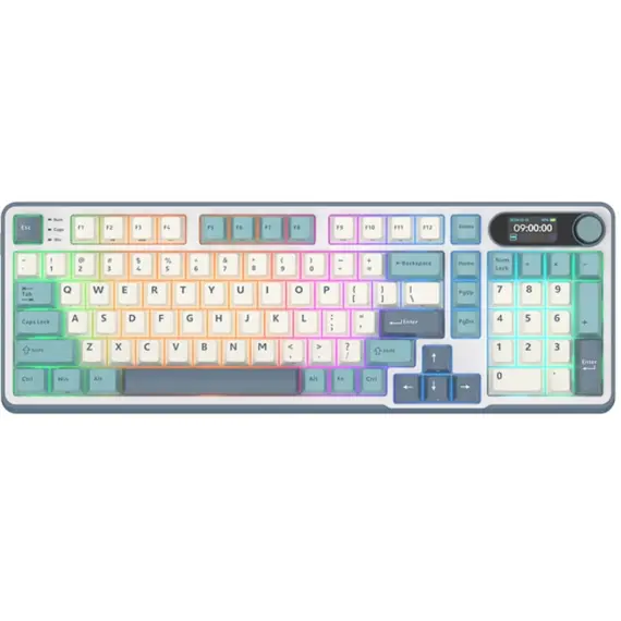 კლავიატურა Royal Kludge RK S98 RGB Mechanical Keyboard, Chartreuse switch, Smart Display, Hot Swappable, Type-C wired, Bluetooth 5.0, 2.4GHz, Light Cl