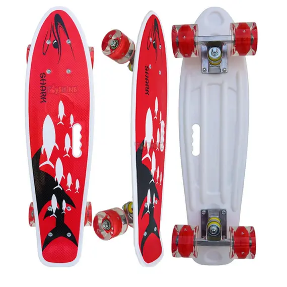 სკეიტბორდი M350YST-FISH მანათობელი ბორბლები და სახელურით