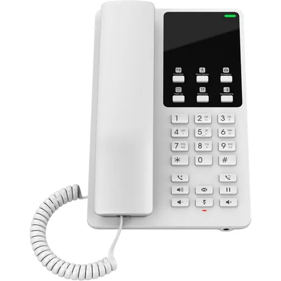 IP ტელეფონი Grandstream GHP620, White Compact Hotel IP Phones, 2 lines, 2 SIP accounts, One 10/100 Mbsps Ethernet ports, PoE, No PSU included